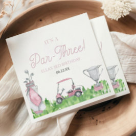 Het is een par-drie roze golf 3e verjaardagsfeest servet