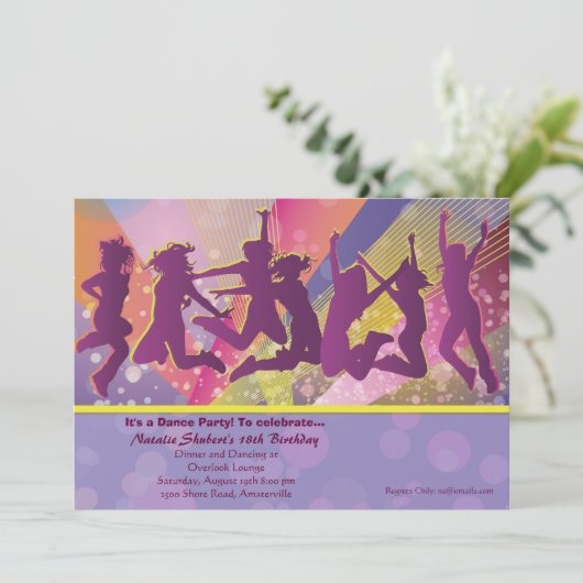 Het is een partijuitnodiging kaart (Staand voorkant)