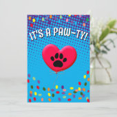 Het is een Paw-Ty Dog Party gradiëntuitnodiging Kaart (Staand voorkant)