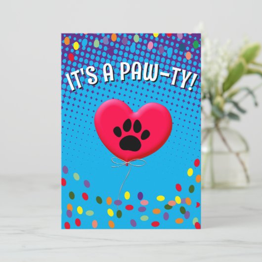 Het is een Paw-Ty Dog Party gradiëntuitnodiging Kaart (Staand voorkant)