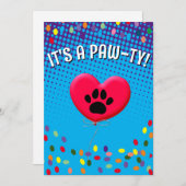 Het is een Paw-Ty Dog Party gradiëntuitnodiging Kaart (Voorkant / Achterkant)