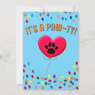 Het is een Paw-Ty hondenfeest uitnodiging