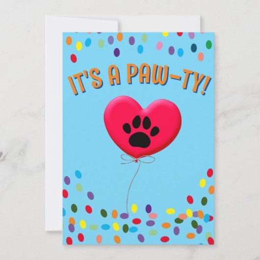 Het is een Paw-Ty hondenfeest uitnodiging (Voorkant)