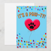 Het is een Paw-Ty hondenfeest uitnodiging (Voorkant / Achterkant)