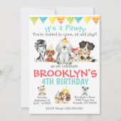 Het is een Pawty Puppy Party Birthday Kaart (Voorkant)