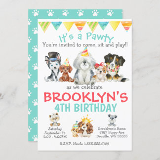 Het is een Pawty Puppy Party Birthday Kaart