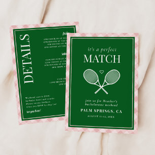 Het is een perfecte match tennis bachelorette kaart