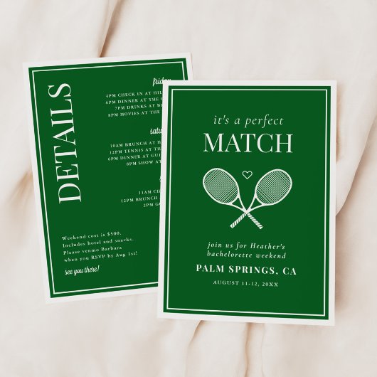 Het Is Een Perfecte Match Tennis Bachelorette Kaart