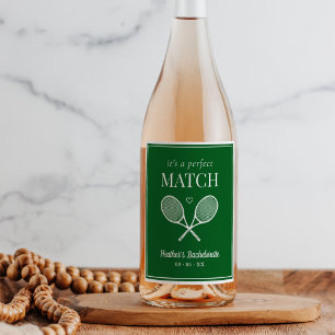 Het Is Een Perfecte Match Tennis Bachelorette Wijn Etiket