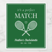 Het Is Een Perfecte Match Tennis Bachelorette Wijn Etiket (Enkel label)