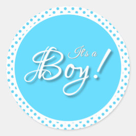 Het is een peuterblauwe stip. ronde sticker