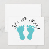 Het is een peuterblauwe voetafdrukken aankondiging (Voorkant / Achterkant)