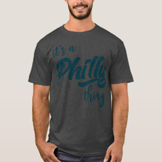 Het is een Philly typografie Midnight Green T-shirt