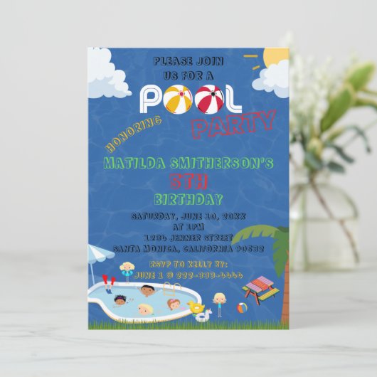 HET IS EEN Pool Party BIRTHDAY Kaart (Staand voorkant)