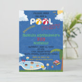 HET IS EEN Pool Party BIRTHDAY-uitnodiging (Staand voorkant)