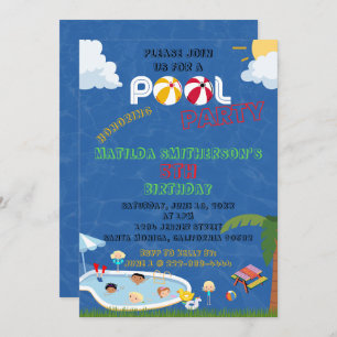 HET IS EEN Pool Party BIRTHDAY-uitnodiging