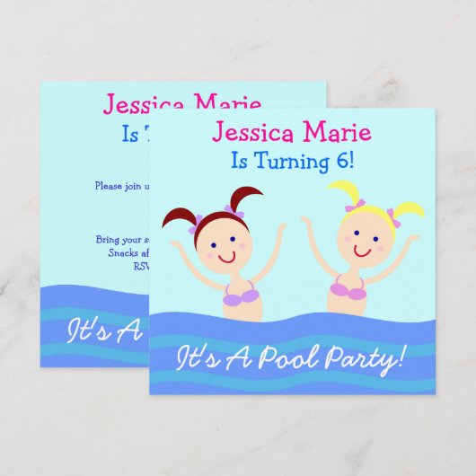 Het is een Pool Party. Kaart (Voorkant / Achterkant)