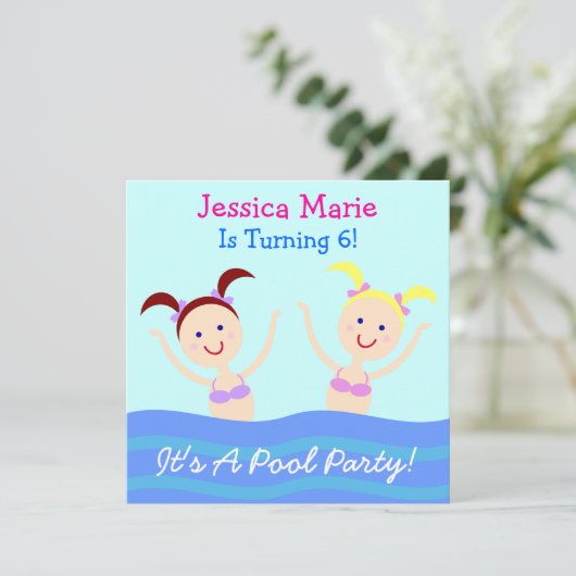 Het is een Pool Party. Kaart (Staand voorkant)