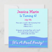 Het is een Pool Party. Kaart (Achterkant)