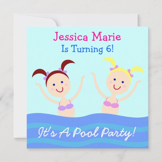 Het is een Pool Party. Kaart (Voorkant)