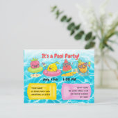 Het is een poolparty! uitnodiging briefkaart (Staand voorkant)