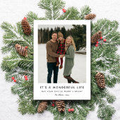 Het is een prachtig leven besneeuwde kerstfoto feestdagenkaart