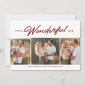 Het is een prachtig leven drie foto rode kerst feestdagenkaart (Voorkant)