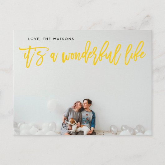 Het is een prachtig leven gele kerst feestdagenkaart (Voorkant)