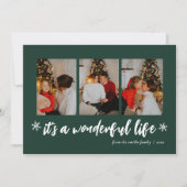 Het is een prachtig leven groene kerst 3 foto feestdagenkaart (Voorkant)