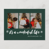 Het is een prachtig leven groene kerst 3 foto feestdagenkaart (Voorkant)