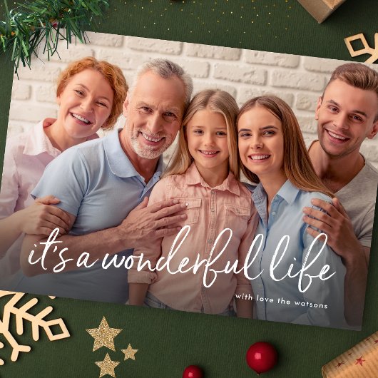 Het is een prachtig leven met Kerstmis One Foto Feestdagenkaart