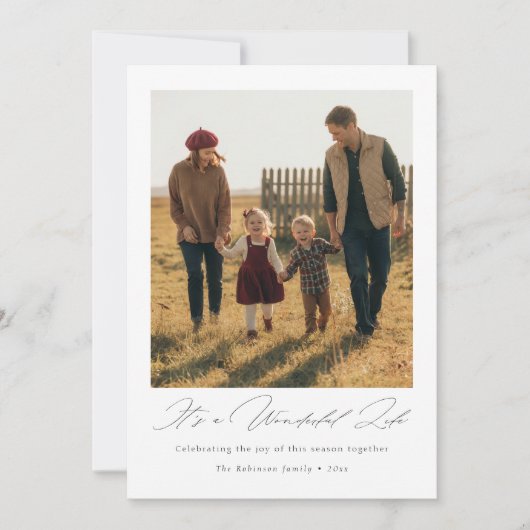 Het is een prachtig leven, moderne familie kerst feestdagenkaart (Voorkant)