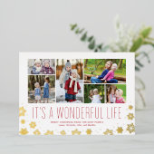 Het is een Prachtig Leven MultiFoto Folie Kerstkaa Folie Feestdagenkaart (Staand Voorkant)