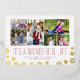 Het is een prachtig leven MultiPhoto Folie Kerstka Feestdagenkaart