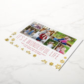 Het is een prachtig leven MultiPhoto Folie Kerstka Feestdagenkaart (Gedraaid)