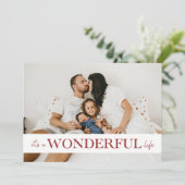 Het is een prachtig leven rode foto feestdagenkaart (Staand voorkant)