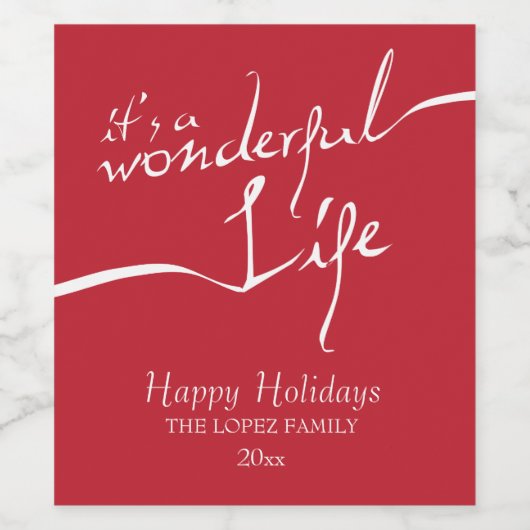 Het is een prachtig leven, rode vakantie wijn etiket (Enkel label)