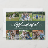 Het is een prachtig leven zes foto groene kerst feestdagenkaart (Voorkant)