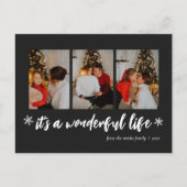 Het is een prachtig leven zwart kerst 3 foto feestdagenkaart (Voorkant)