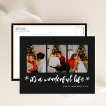 Het is een prachtig leven zwart kerst 3 foto feestdagenkaart<br><div class="desc">Het is een prachtig leven zwart kerst foto collage vakantie Briefkaart. Stuur vakantie groeten aan uw geliefden met deze feestelijke en moderne vakantie Kaart. Alle teksten zijn vooraf voor u geregeld om gemakkelijk en snel te personaliseren met uw eigen gegevens. Prettige feestdagen</div>