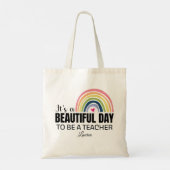 Het is een prachtige dag leraar persoonlijke Canva Tote Bag (Achterkant)