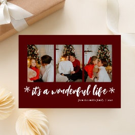 Het is een prachtige leven rode kerst foto collage feestdagenkaart