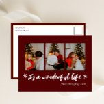 Het is een prachtige leven rode kerst foto collage feestdagenkaart<br><div class="desc">Het is een prachtig leven rode kerst foto collage vakantie Briefkaart. Stuur vakantie groeten aan uw geliefden met deze feestelijke en moderne vakantie Kaart. Alle teksten zijn vooraf voor u geregeld om gemakkelijk en snel te personaliseren met uw eigen gegevens. Prettige feestdagen</div>
