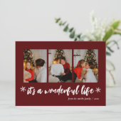 Het is een prachtige leven rode kerst foto collage feestdagenkaart (Staand voorkant)