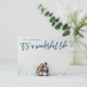 Het is een prachtige Navy Ice Blue Kerstmis Feestdagenkaart (Staand voorkant)