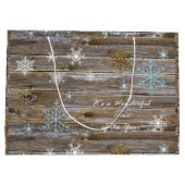 Het is een prachtige tijd van het Jaar Snowflakes Groot Cadeauzakje (Achterkant)