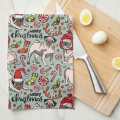 Het is een prettig kerstpatroon theedoek (Quarter Fold)