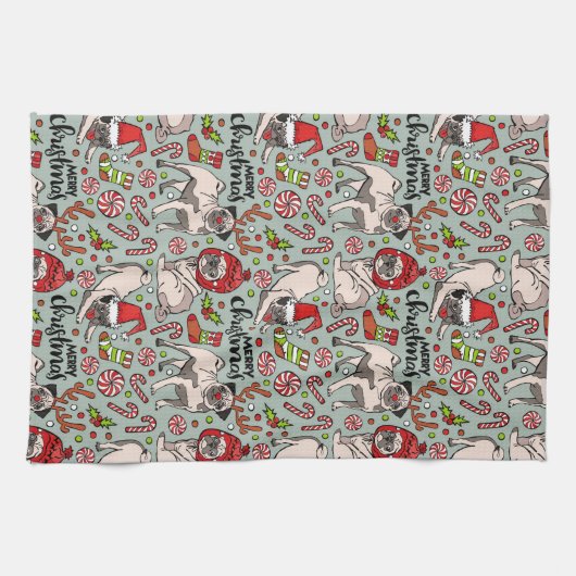 Het is een prettig kerstpatroon theedoek (Horizontaal)
