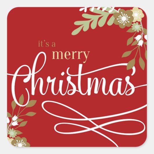 Het is een prettige kerst vierkante sticker (Voorkant)