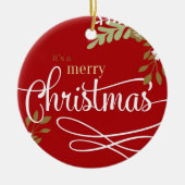 Het is een prettige kerstfoto / jaar keramisch ornament (Voorkant)